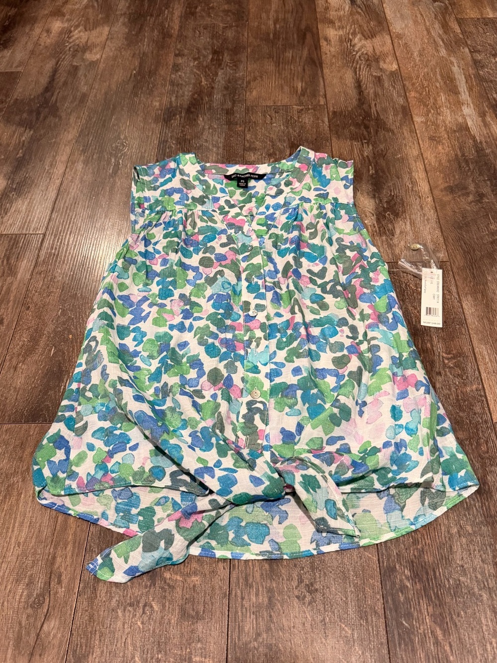 Zac & Rachel Floral Tie-Hem Camisole in Green, Blue & Pink